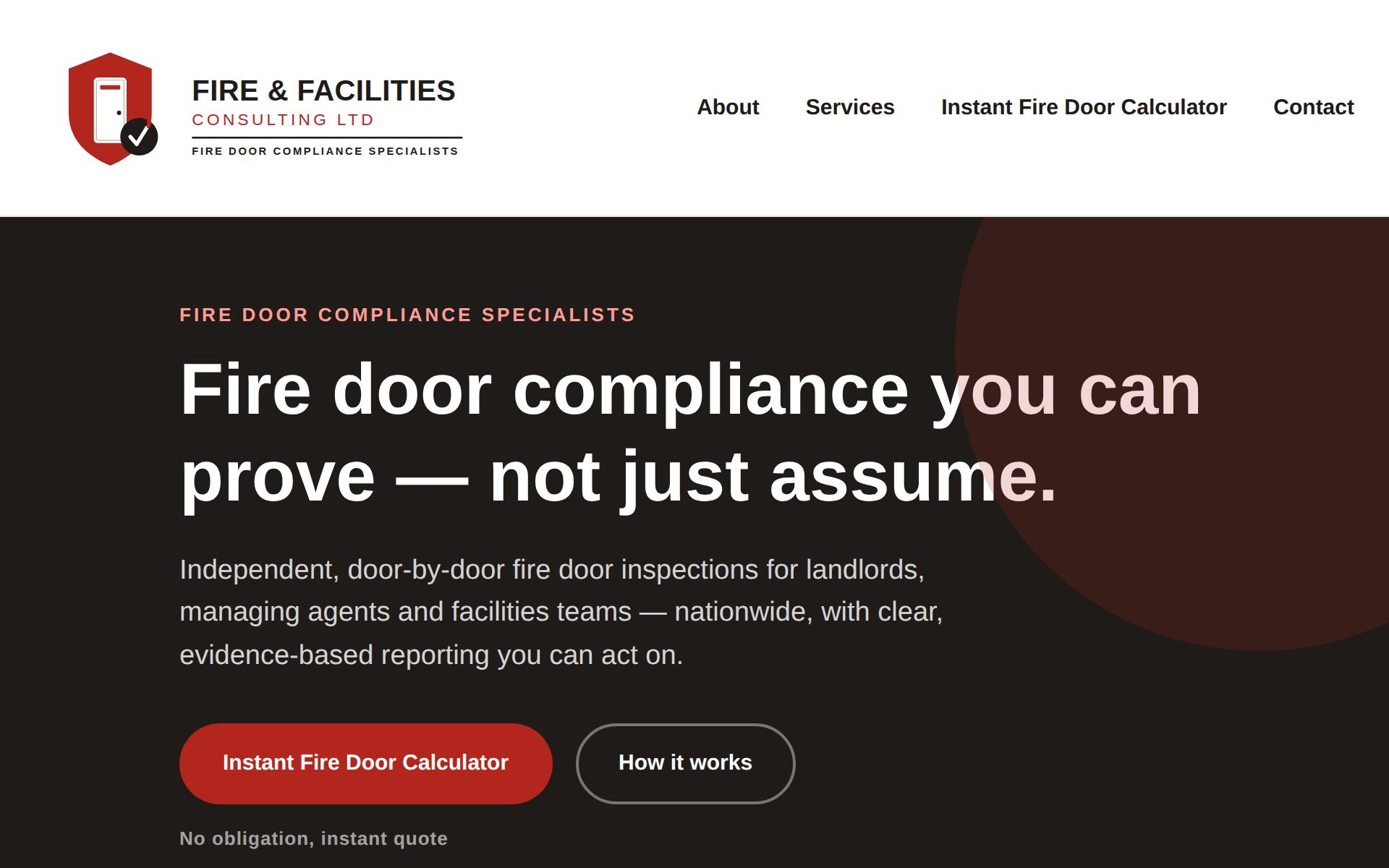 Fire & Facilities Consulting homepage — fire door compliance specialist site